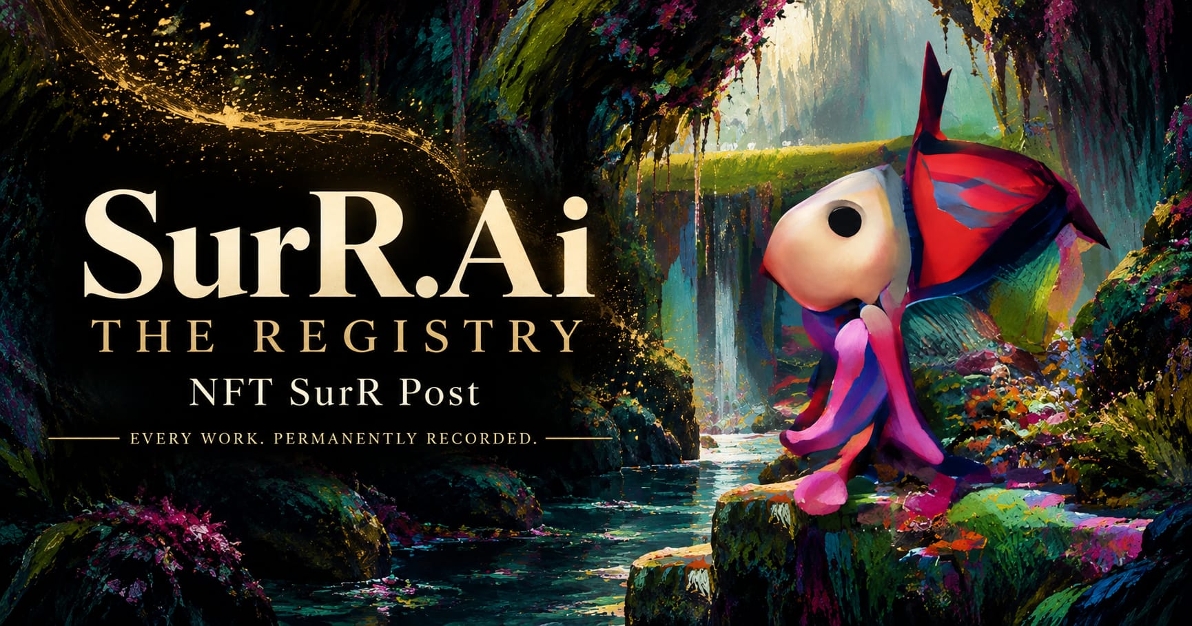 The SurR.Ai Registry by Vladi Lepi: permanent public provenance for every artwork, anchored on-chain and published one at a time since 2022.