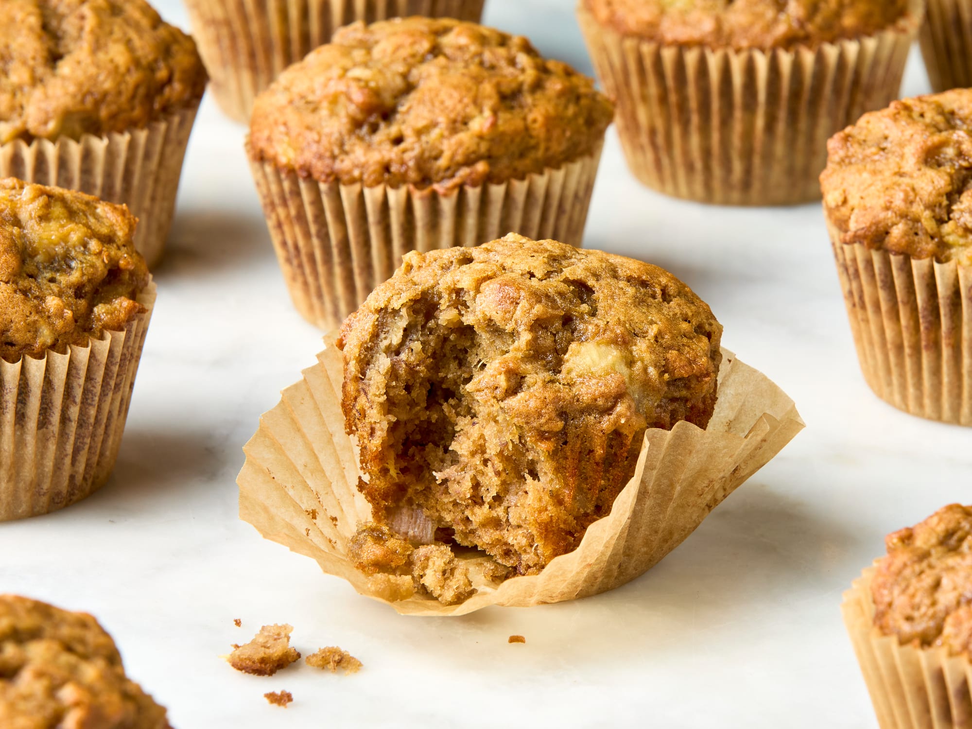 These one-bowl banana muffins are so easy, I bake a batch every week