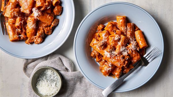 Creamy and undeniably meaty, this pasta is sure to be a crowd-pleaser