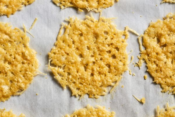 A little oven time turns Parmesan cheese into the crispiest, laciest one-ingredient cracker