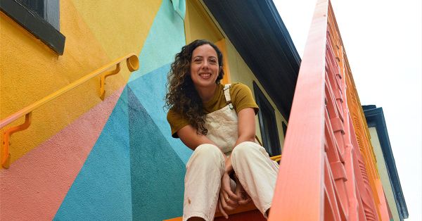 There’s a pop of colour everywhere she goes