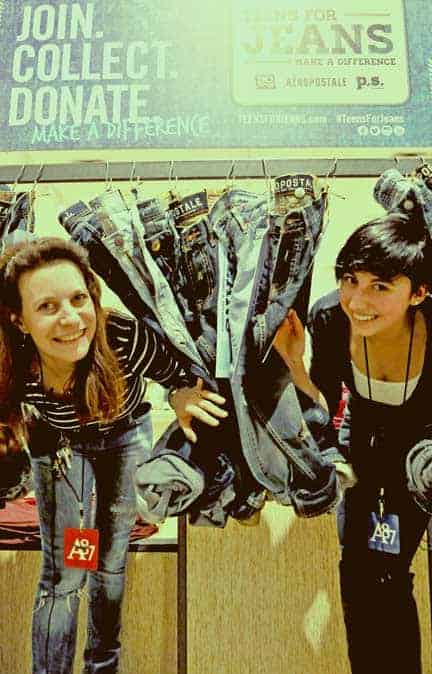 Nancy Zajac (left) and colleague Natasha Niebel have some fun with jeans at Conestoga Mall. Zajac will be at the WMC to collect more for the Teens for Jeans campaign during the Sugar Kings home game on Sunday. Donations are going to WCS and other local charities. [Elena Maystruk / The Observer]