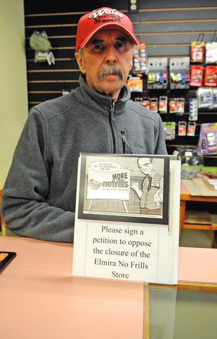 Brian McHugh hopes to rally support for the grocery store at the Elmira Maple Syrup Festival. His petition currently has more than 100 signatures.[Will Sloan / The Observer]