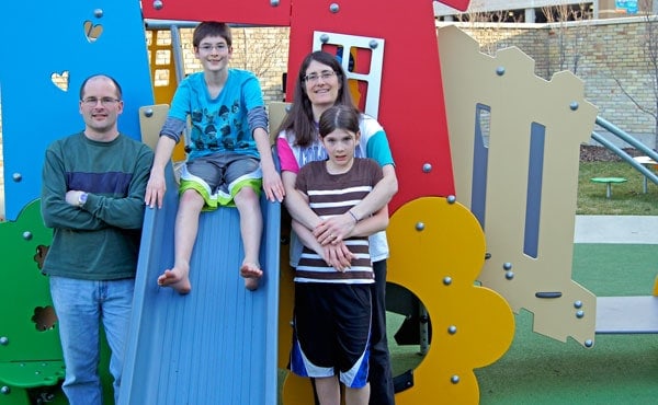 Zach Cressman, pictured here with his family at the Ronald McDonald House in London, is undergoing treatment for aplastic anemia and won’t be back to Elmira for at least six months.[Submitted]