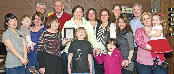 The PlayTogether Committee for Wellesley’s forthcoming accessible playground was joined by Wellesley Mayor Joe Nowak, Wellesley and District Lions Club president Murray Bremner and Kitchener-Conestoga MPP Michael Harris at the Nith River Chophouse Apr. 11 to accept a $150,000 cheque from Ontario Trillium Foundation representative Ruby Weber. [Submitted]