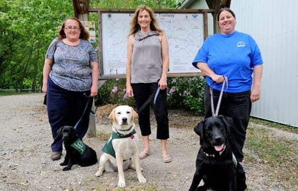 The annual Purina Walk for Dog Guides takes to the trails in Elmira this Sunday to raise funds for the Lions Foundation dog guides, with participants like Nancy Chiasson, Blue, Cheryl Bauman, Quix, Deb Cserhalmi and Hedwig.[Whitney Neilson / The Observer]