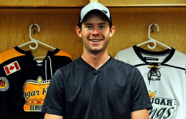 A goalie with the Elmira Sugar Kings from 2009-2012, Nick Horrigan is set to return to the fold this fall at the club’s new goaltending coach. [Scott Barber / The Observer]