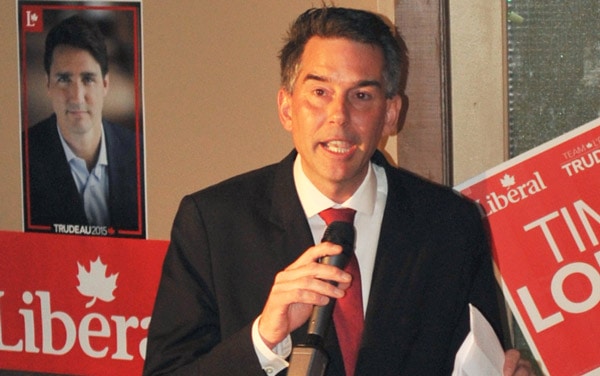 Liberal Tim Louis finished second by just 351 votes. He thanked volunteers at his campaign wrap-up party in Petersburg Monday night.[Liz Bevan / The Observer]