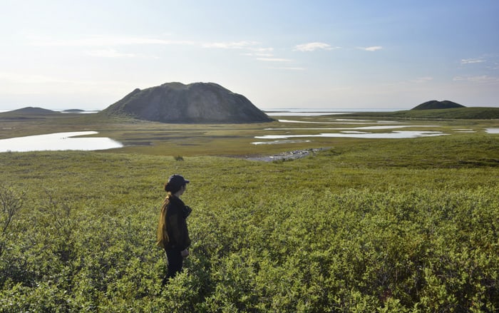 Here, Kelly Kamo McHugh looks at the pingos located in Tuktoyaktuk, earth-covered ice formations that she often flies over.