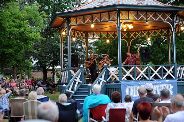 Naomi Bristow, Steve Piticco and Dwayne Friesen entertained the crowd on June 26 in Gore Park for the Sunday Night Concert Series, until thunder and lightning closed down the show.[Whitney Neilson / The Observer]