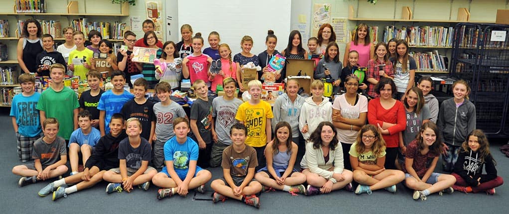 Grade 6 students from Wellesley Public School wrote nearly 100 letters to local businesses and community members, asking for their help in fighting hidden poverty. The letters were successful, gathering plenty of items for donation to local families dealing with low incomes.[Liz Bevan / The Observer]