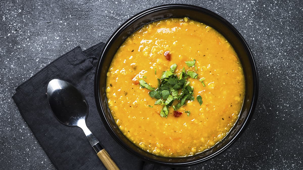 Pantry staples and a familiar kitchen tool are the keys to this smooth, flavorful, quick-cooking soup