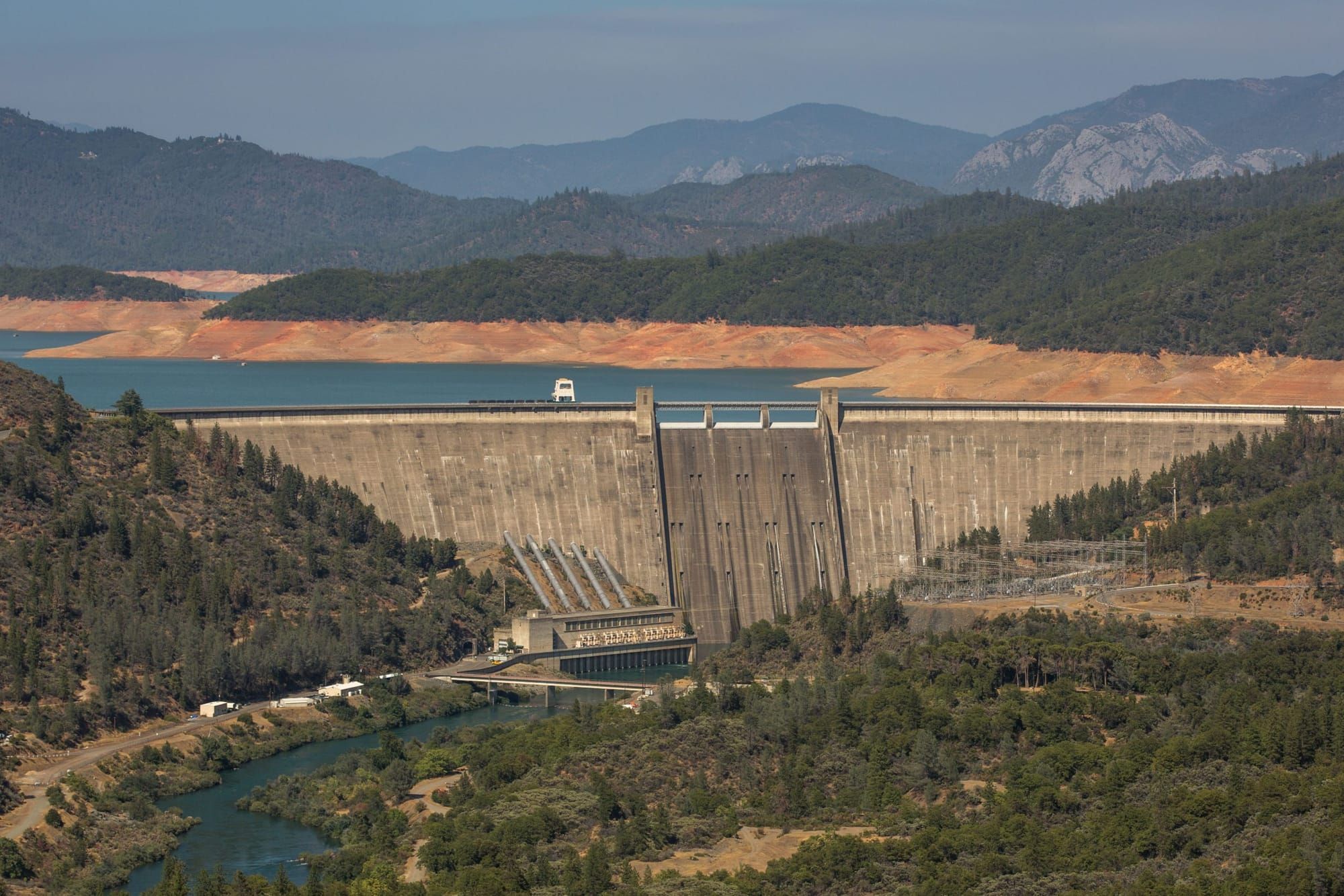 color photograph of the Shasta Dam in California from a distance