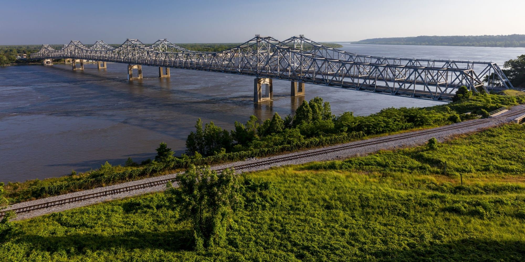 Vicksburg Bridge spanning across the Mississippi River