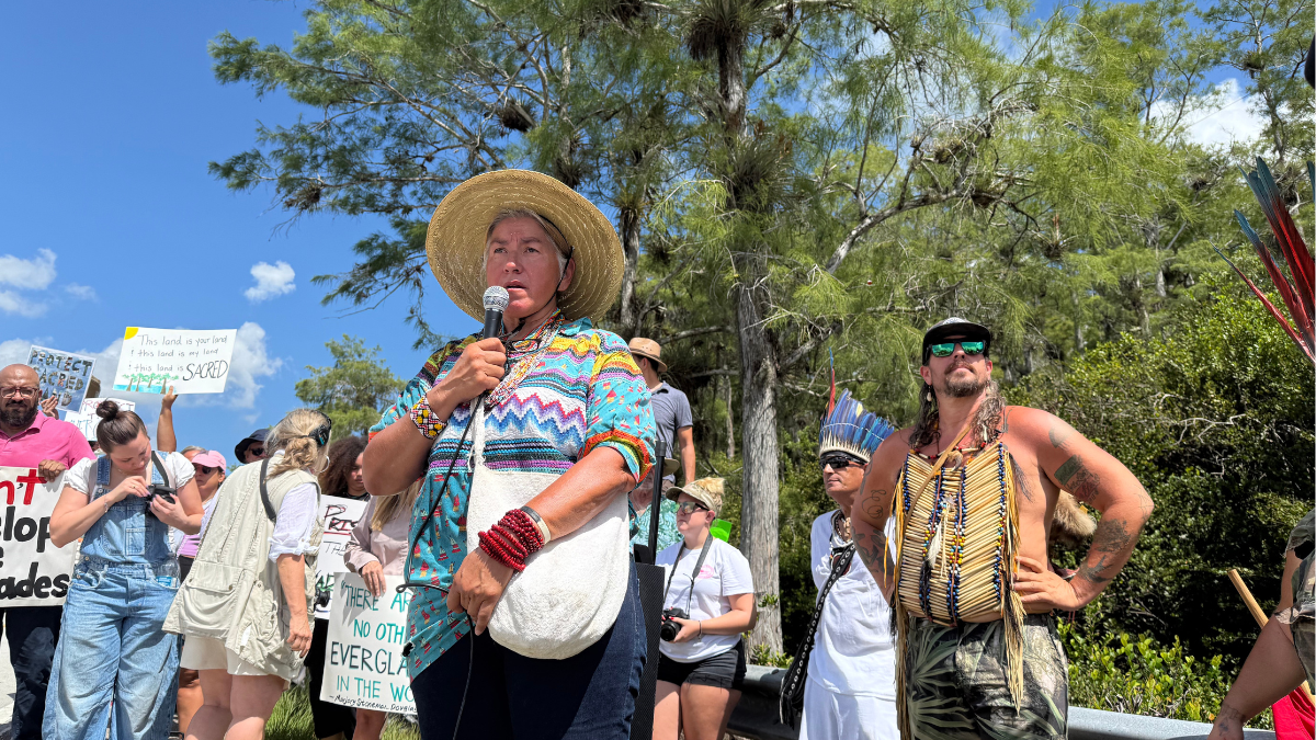 ‘No detention on stolen land’: Protesters decry ‘Alligator Alcatraz’ ICE facility in the Everglades