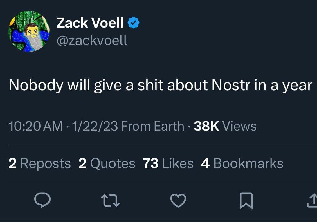 One Year Later, Zack Voell Gives A Shit About Nostr
