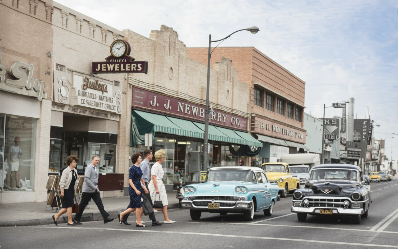 El centro de Compton en 1950 | Restauración por @civiltaustrale
