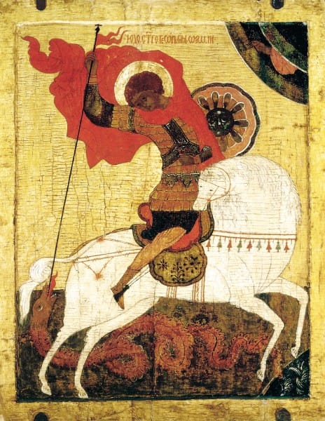 El milagro de San Jorge y el dragón, de Novgorod (siglo XV, Galería Tretiakov, Moscú)