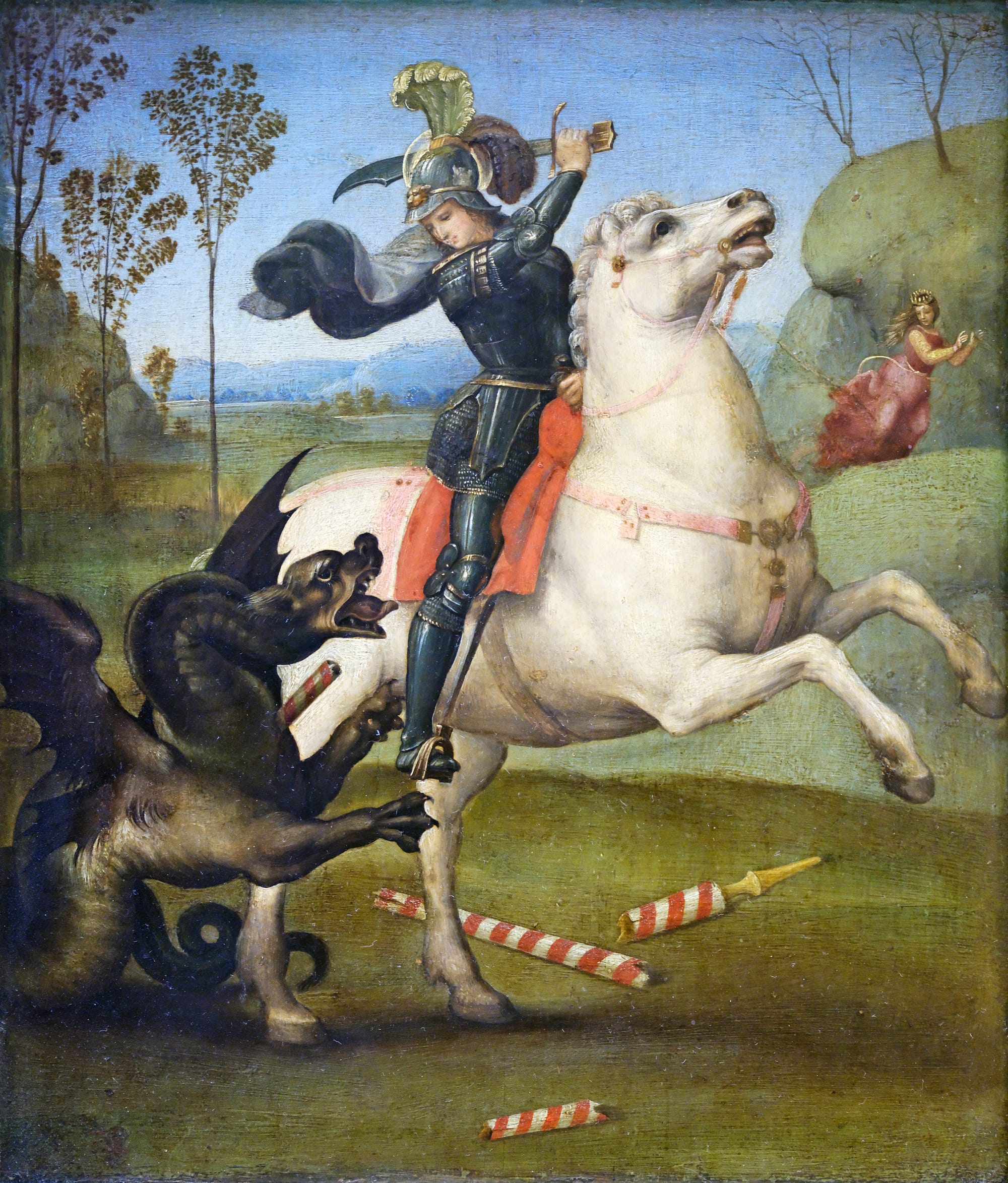 San Jorge y el dragón, de Rafael (1506, Museo del Louvre, París)