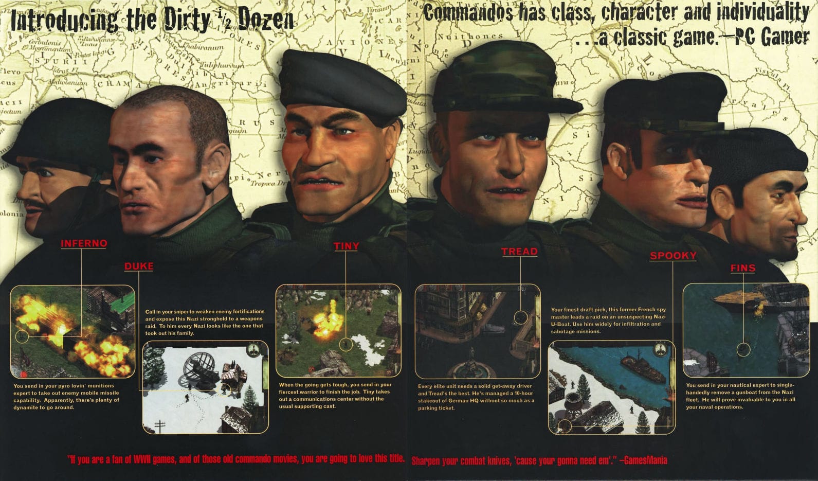 "Dirty 1/2 Dozen", referencia a las películas de guerra en Commandos