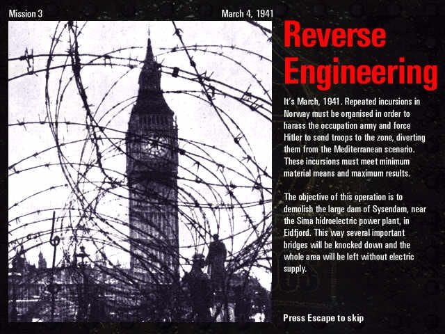 Las presentaciones de las misiones de Commandos, con fotos y marco histórico