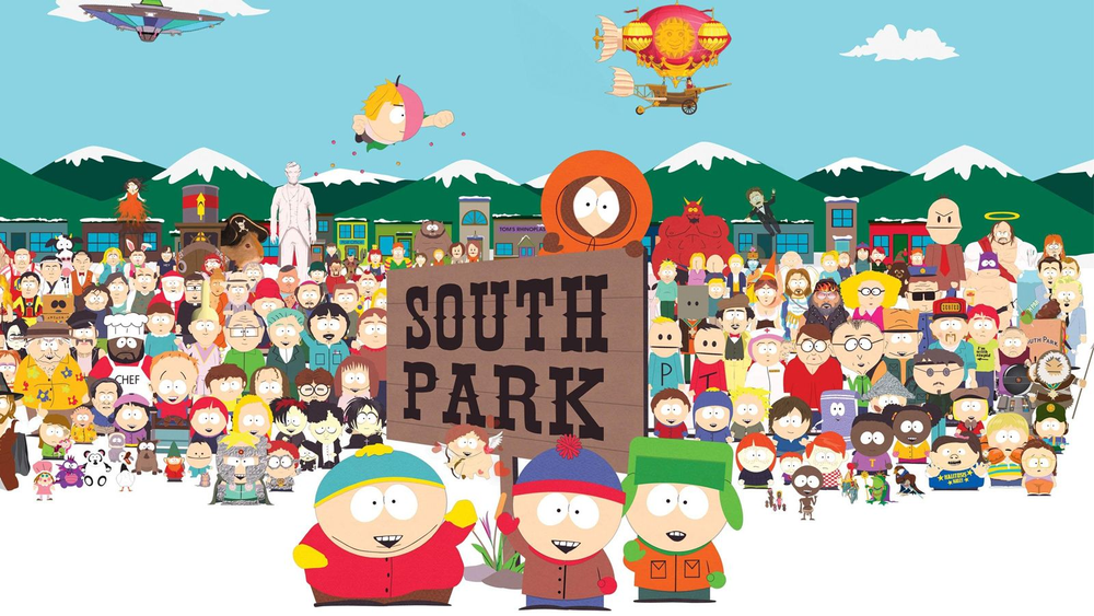 The characters from South Park, the series by Trey Parker and Matt Stone
