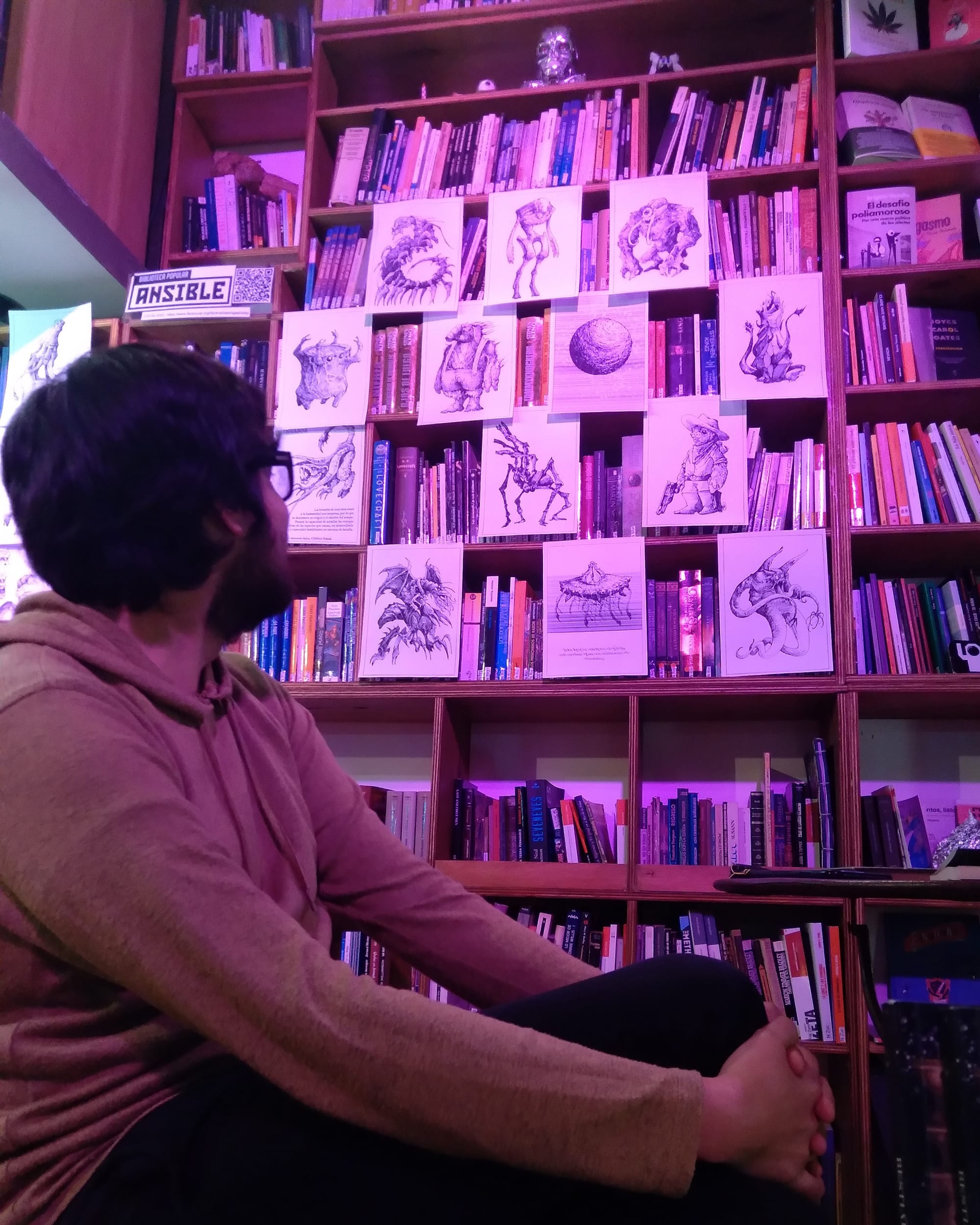 Exhibition of illustrations from Nahuel León's "Bestiario Extraterrestre" (2023)