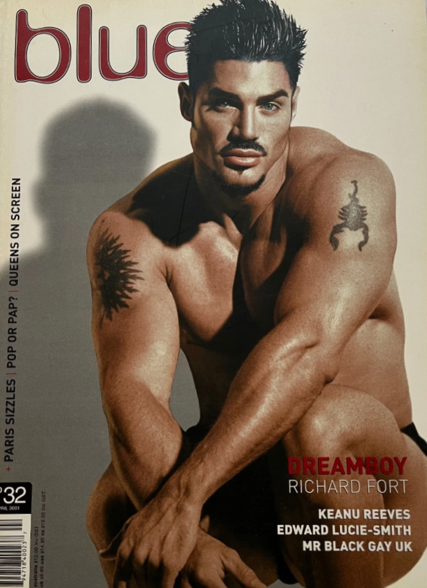 Ricardo Fort en la tapa del #32 de la revista gay australiana Blue +