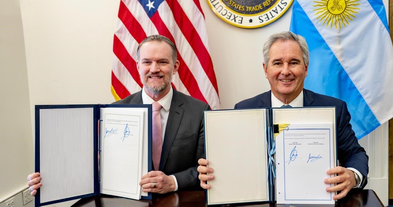 Jamieson Greer, U.S. Trade Representative, and Argentine Foreign Minister Pablo Quirno.