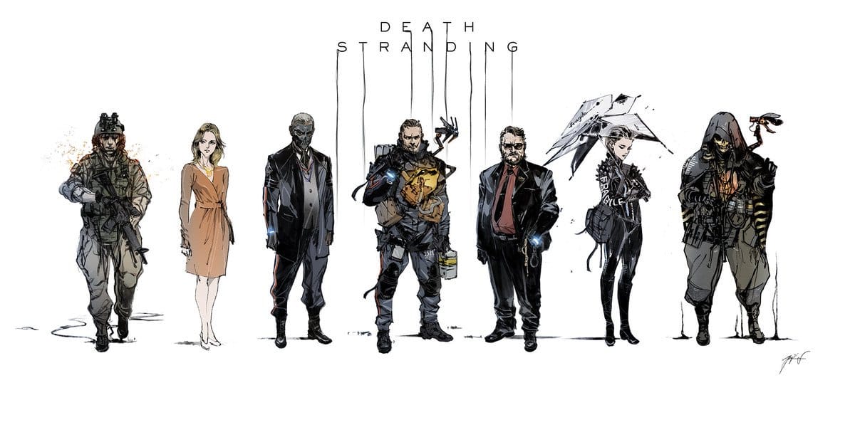 Arte conceptual de los personajes de Death Stranding hecho por Yoji Shinkawa