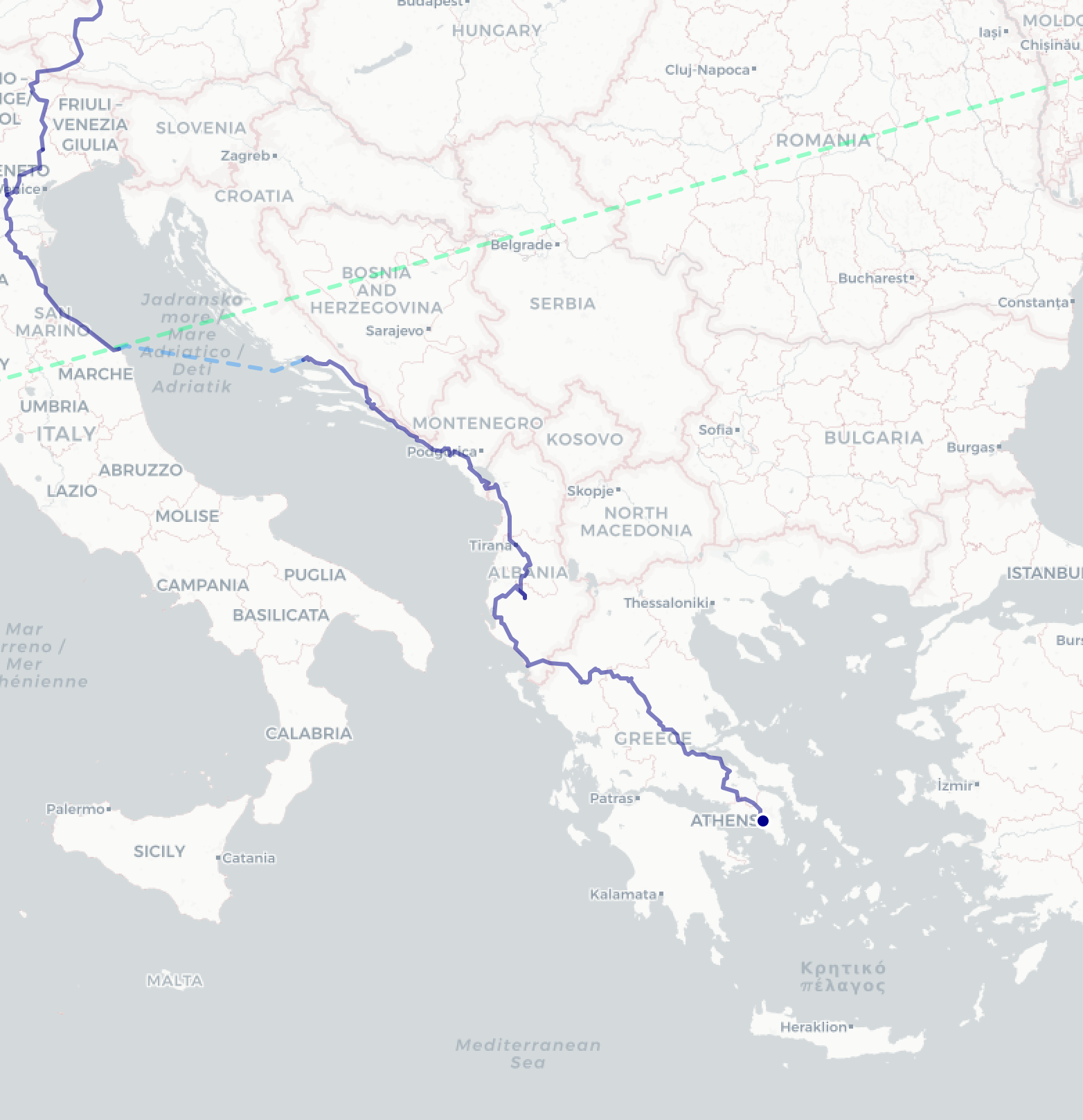 Southeast Asia bicycle journey route map