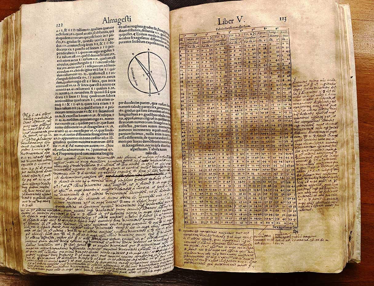 Photo of Galileo's handwritten notes.