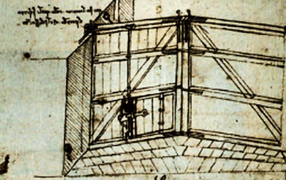 Da Vinci illustration of the miter lock