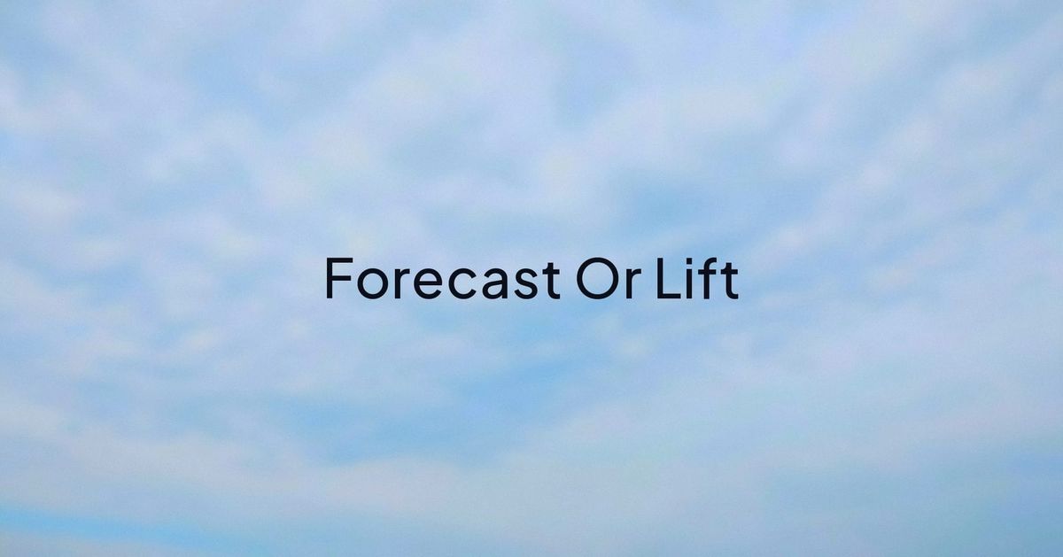 A wide bank of altocumulus cloud, with the words Forecast Or Lift