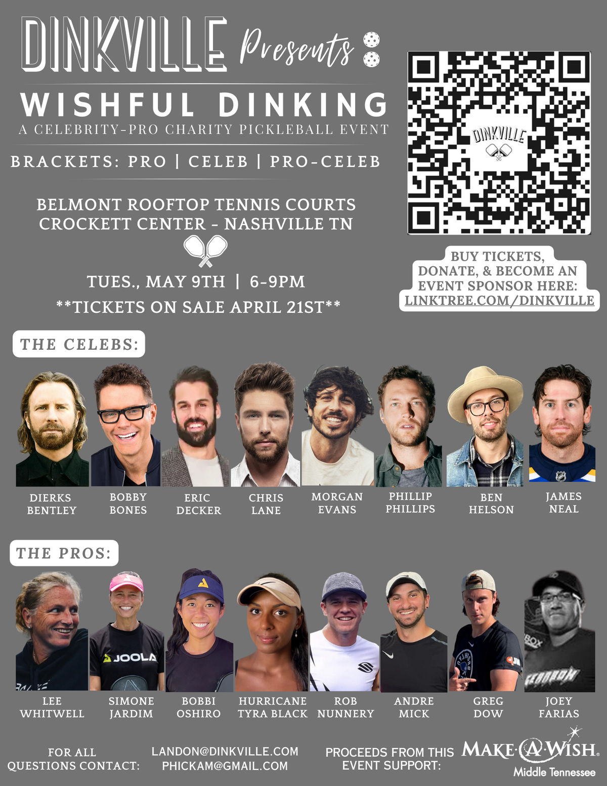 Pro-Celebrity Charity Pickleball Event Tuesday May 9th! VIP Early Access Tickets Available Today!