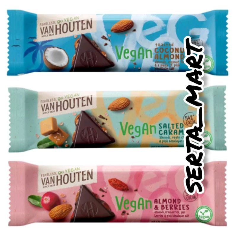 Van Houten Vegan 45gr - Chocolate Bar - Almond Berries/Salted Caramel - Chocolate