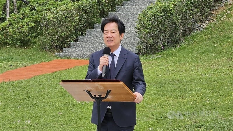 President Lai Ching-te addresses an event in New Taipei on Monday to commemorate the late pro-democracy movement pioneer Nylon Cheng. CNA photo April 7, 2025