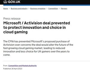 英国监管机构否决微软史上最大的收购案