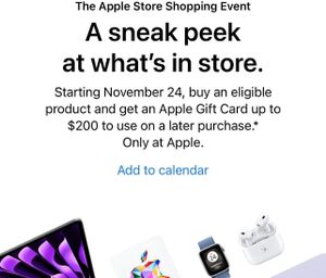 Apple Black Friday预告: 最高可得$200 Apple Gift Card，买Apple TV 较具性价比