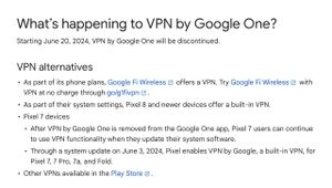Google 正式确认，Google One VPN 将于6月20日关闭服务