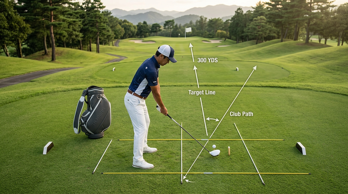 ドライバーのスタンス幅 狭めてスライスを直す3段階ドリル