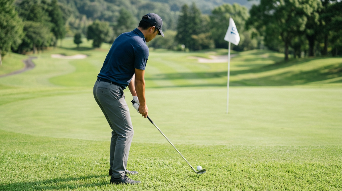 アプローチのトップが直るアドレスとドリル3つ