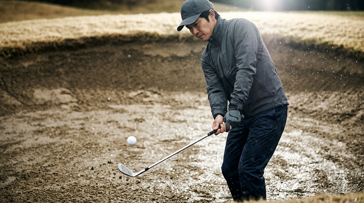 雨のバンカー｜濡れた砂の打ち方と注意点