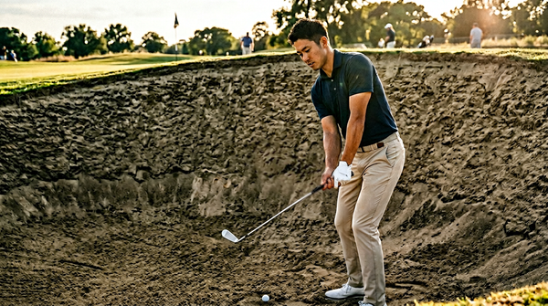 アゴが高いバンカー脱出｜構えを変えるだけで出せる