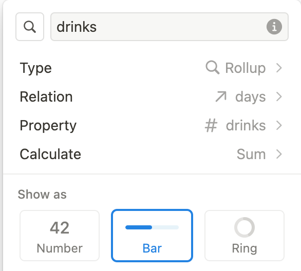 Visual representation of drinks field setup.