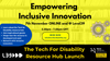 Banner image of the event with empowering inclusive innovation and event details on a yellow background with gear hubs.