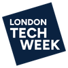London Tech Week logo in white text on dark blue background