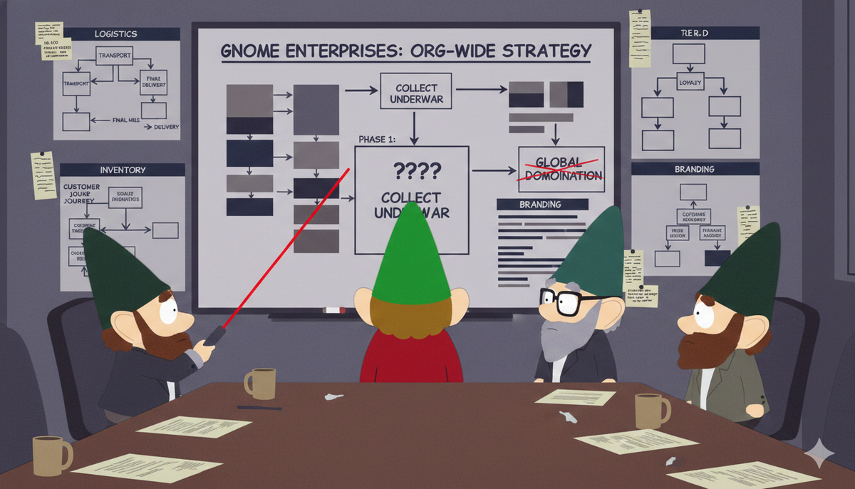 A dark professional background with glowing violet and indigo lines representing strategic alignment between a central core and distributed teams.