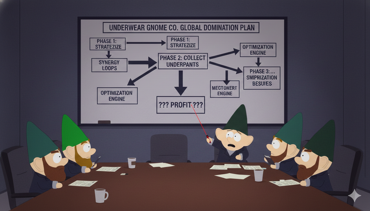 Minimalist geometric bridge in purple and indigo tones representing organizational alignment and strategy execution