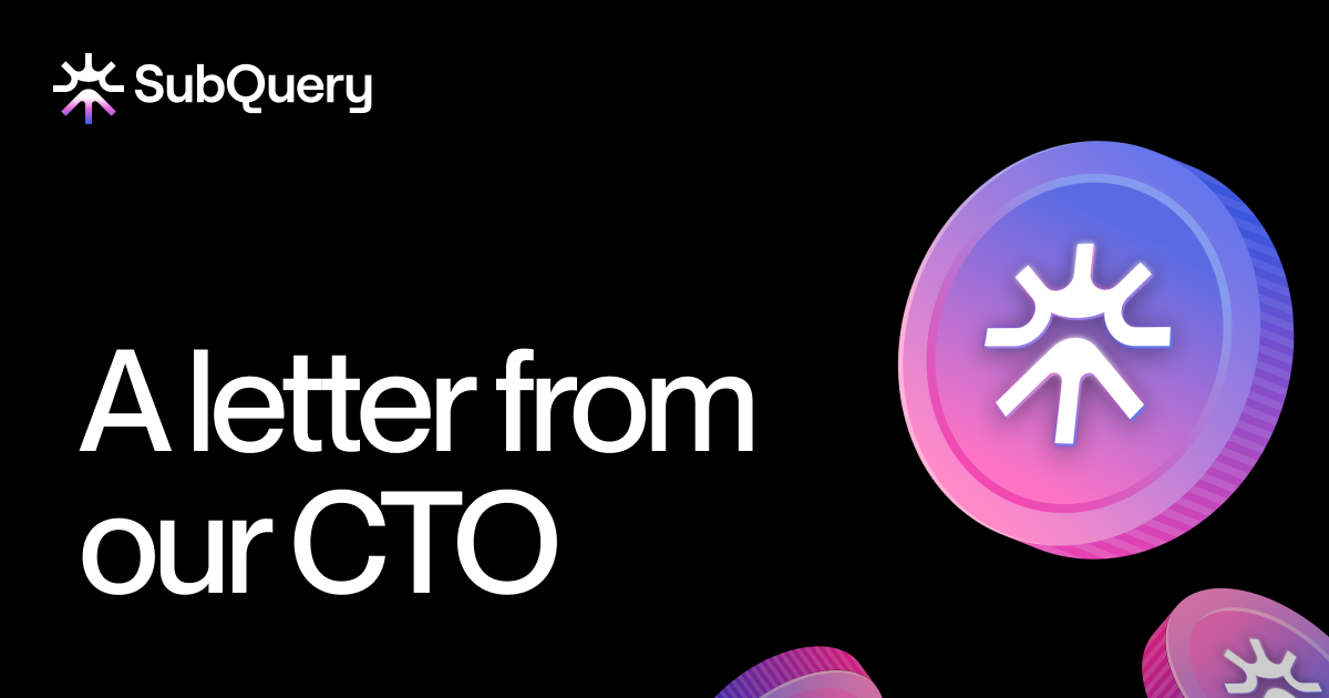 Header image for SubQuery’s CTO letter on Tokenomics 2.0, highlighting updates and insights about the SQT token.